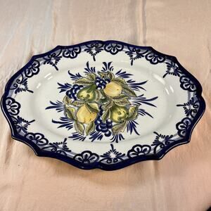 TUSCAN‎ TABLE LARGE OVAL FRUIT FLORAL SERVING PLATTER TRAY- MADE IN ITALY